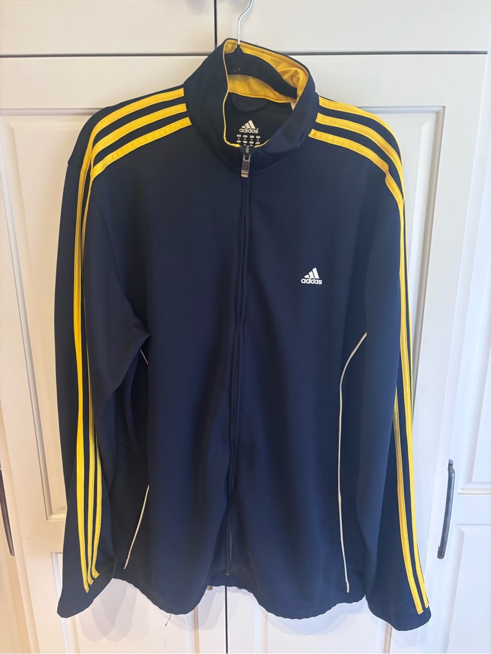 Adidas Men’s XL Navy Yellow 3-Stripes Full Zip Track Jacket O24855